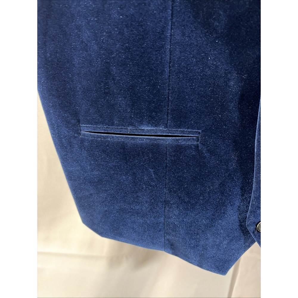 Marc Darcy velvet lapel two-pocket smart formal waistcoat in blue 44R - Picture 7 of 11